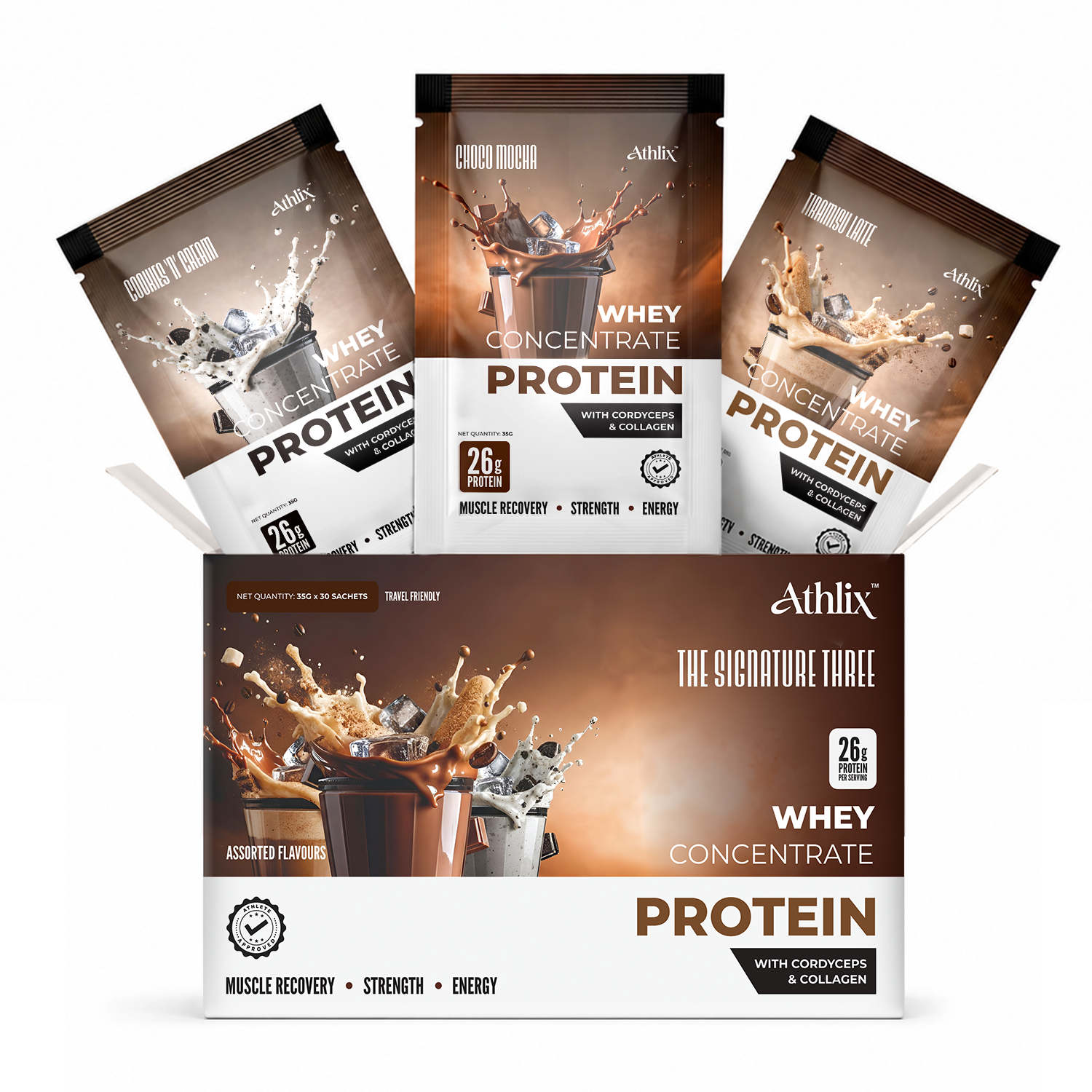 Athlix Whey Protein Cordyceps & Collagen | Assorted
