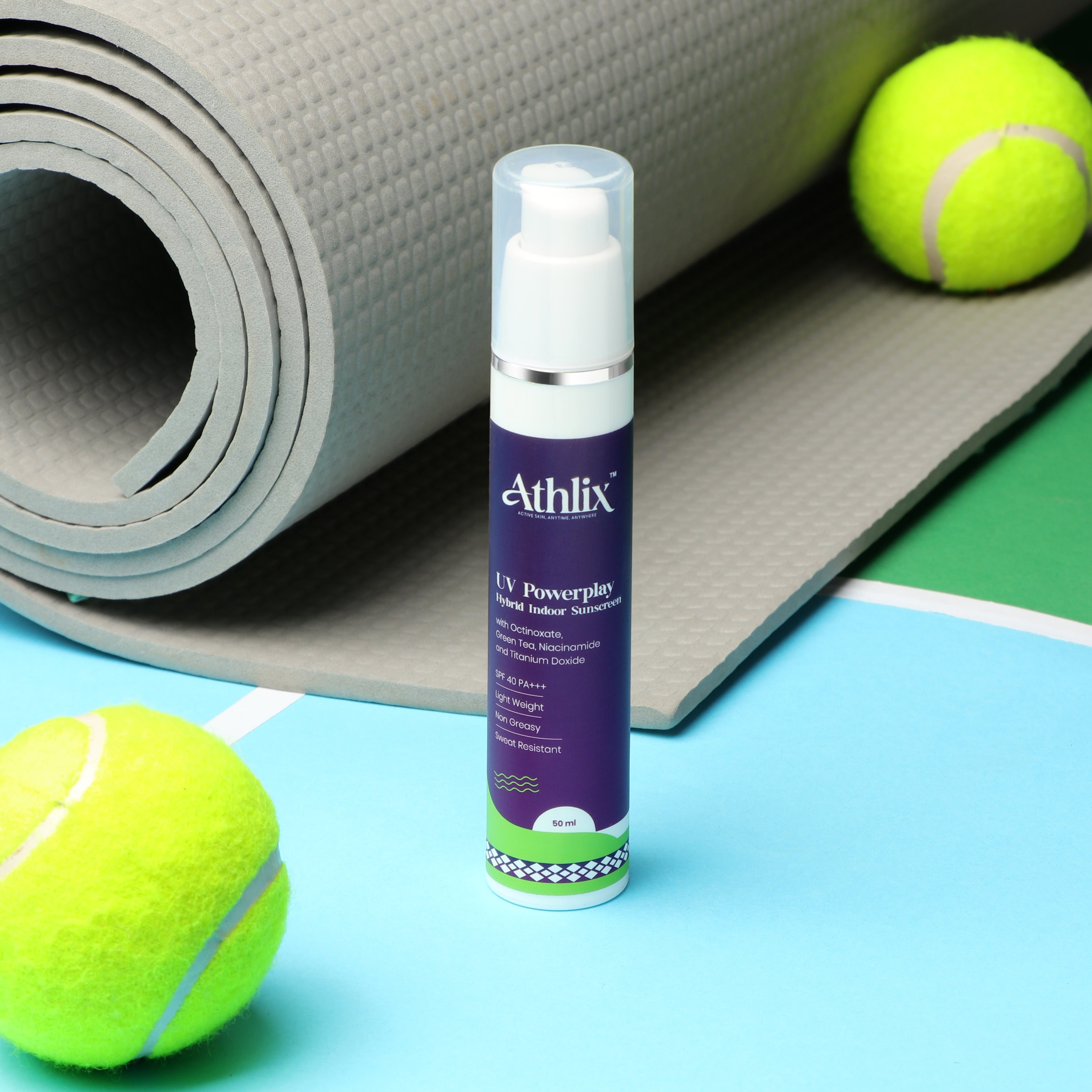 Indoor Hybrid Sunscreen SPF 40 PA+++ | With Zinc Oxide & Niacinamide | Sweat-Resistant, Non-Greasy Formula | UV Protection for Sports, Cricket, Men & Women [ 50 ml ]