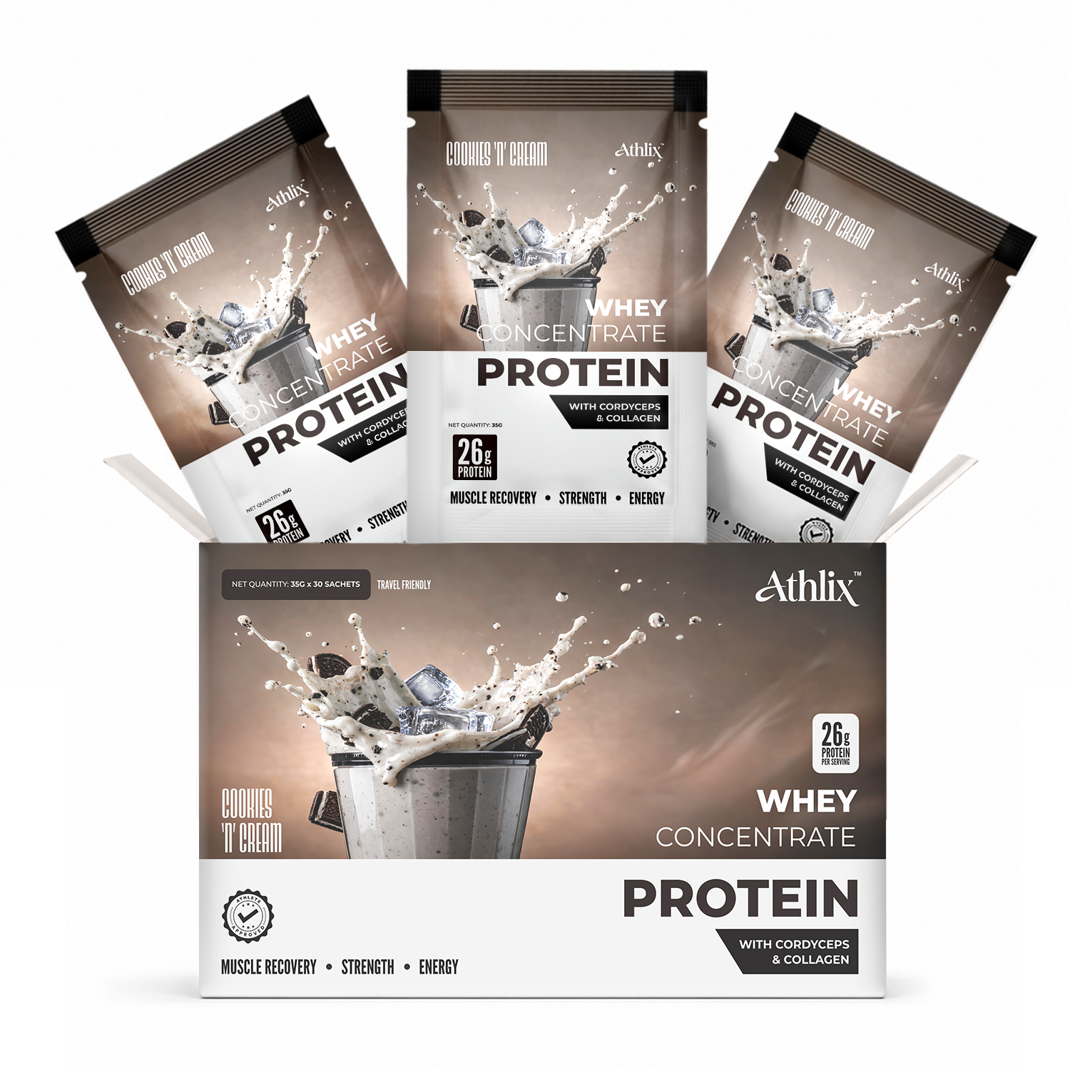 Athlix Whey Protein Cordyceps & Collagen | Cookies & Cream