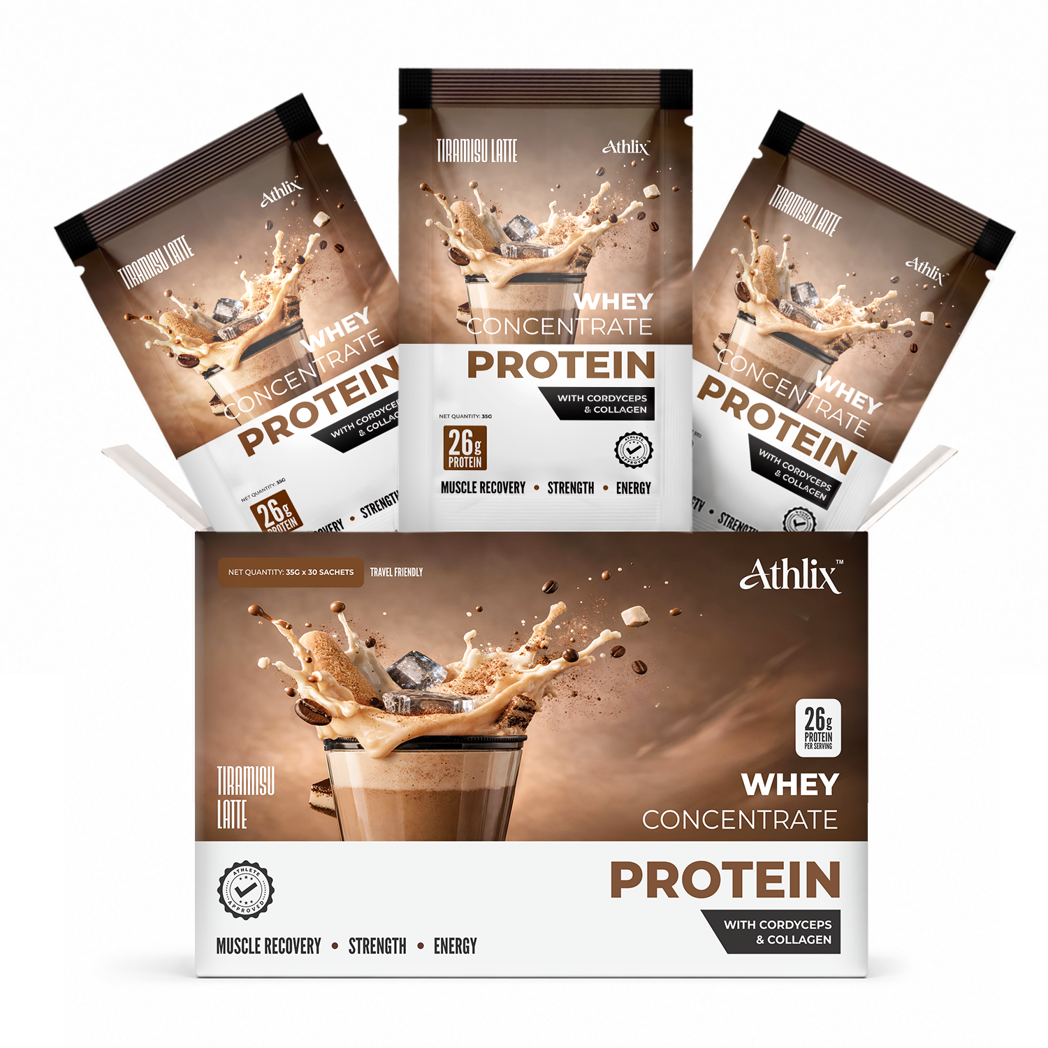 Athlix Whey Protein Cordyceps & Collagen | Tiramisu Latte