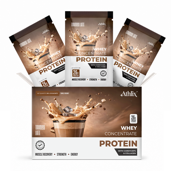 Athlix Whey Protein Cordyceps & Collagen | Tiramisu Latte | 1 Kg